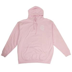 Anti social social club hoodie in baby pink